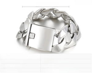 Detailed view of punk stainless steel men's bracelet with 230mm length and 201g weight