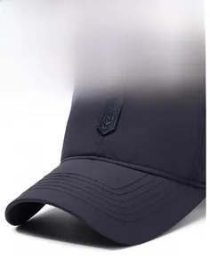 Detail of reinforced five-line stitching on a breathable quick-dry men's baseball cap
