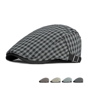 Casquette Plate À Carreaux Coton Polyester Vintage Britannique Ivy Chapeau Boucle Latérale Réglable Respirant Rétro Pour Hommes Femmes