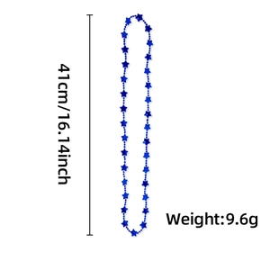 Blue star beaded necklace for USA Independence Day with 41cm length and 9.6g weight