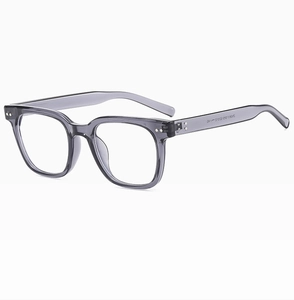 Detail view of transparent grey square polarized sunglasses with model size ZN3911 52-12-145