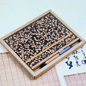 Eco-friendly A5 cork textured notebook and matching ballpoint pen set in kraft gift box