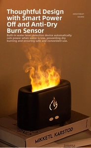 Detail of black flame humidifier with smart power-off protection and waterless sensor