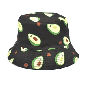 Bob réversible avec imprimé avocat sur toile noire pour protection solaire en extérieur