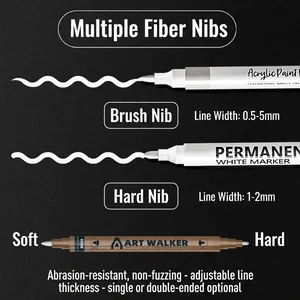 White acrylic paint marker with dual tips on black background for artistic writing