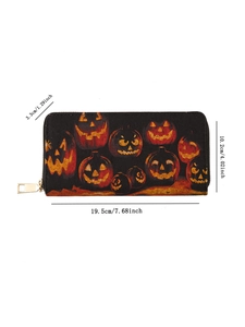Halloween long wallet with pumpkin patterns and dimensions 19.5 x 10.2 x 3.3 cm