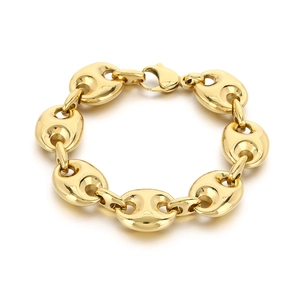 Polished 18k gold plated stainless steel mariner link bracelet with lobster clasp