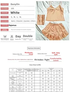 Tableau des tailles pour ensemble de pyjama en satin avec caraco et short pour femmes