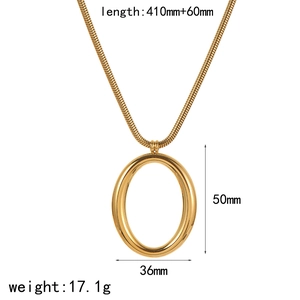 Minimalist 18k gold plated oval pendant necklace with dimensions and weight data