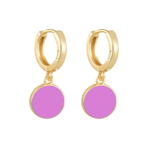 Macro detail of French vintage enamel round earrings showing S925 silver hallmark