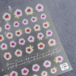 Adesivi per unghie 5D autoadesivi con motivi a rose acquerellate ultrasottili e flessibili