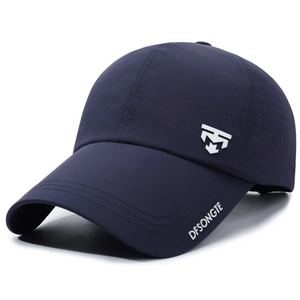 Berretto da baseball blu scuro traspirante con tesa lunga e fori di ventilazione laser