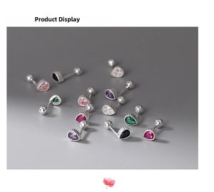Detailed macro view of colorful teardrop stud earrings made from S999 sterling silver