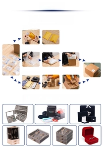 Exquisite gift packaging options including velvet boxes and acrylic jewelry stands