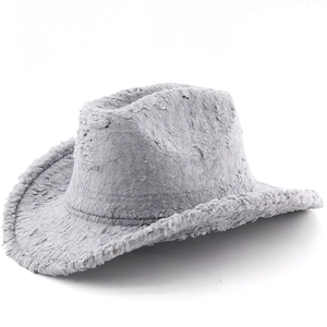 Classic grey faux rabbit fur cowboy hat with a stylish retro British fedora silhouette
