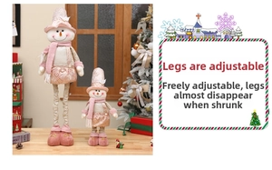 Detail view showing pink Christmas snowman dolls with functional telescopic legs.