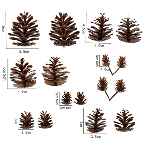 Brown plastic decorative pine cones set in multiple sizes for Christmas table decor