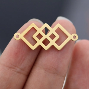 Connecteur géométrique en acier inoxydable doré avec motif nœud pour création bijoux