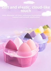 Detail of soft makeup sponges with < 0.1mm pore size in cute cat claw cases