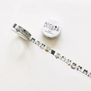 Detail of cute cat washi tape showing illustrated kittens for scrapbooking and journaling