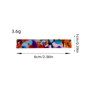 Elegant 6cm acetate hair clip with colorful stone pattern and size specifications