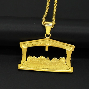 Hiphop The Last Supper necklace in gold plated stainless steel with rope chain