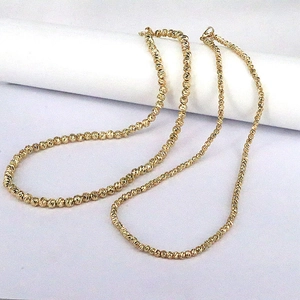 Chic 18k gold plated beaded necklace with diamond-cut texture and lobster clasp closure