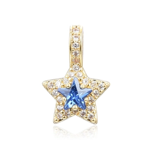Exquisite gold-plated star necklace with blue zircon center and sparkling crystals