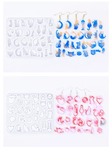 Detailed view of translucent silicone cat molds with DIY colorful resin cat earrings