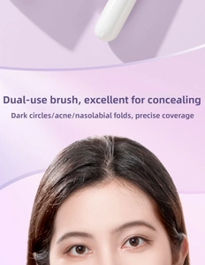 Detailed view of mini concealer brush showing precise coverage for spots and dark circles