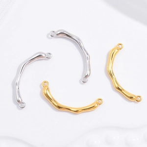 925 Sterling Silber Gebogenes Rohr Zweig Verbinder Mit Doppelten Schlaufen Für DIY Schmuckherstellung
