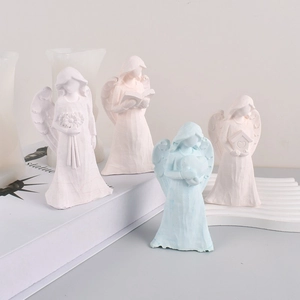 3D Engel Silikonform Set für Kerzen und Seife in Pastellweiß Rosa und Blau