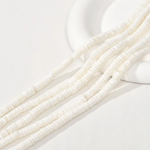 6mm natürliche weiße Muschelperlen in Scheibenform für DIY-Halsketten und Schmuck