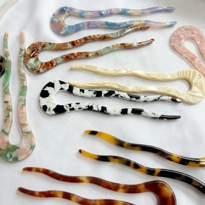Wave U-Shaped Hair Stick Acetate Minimalist Hair Fork For Women Bun Styling Tool Elegant Chinese Style Headpiece