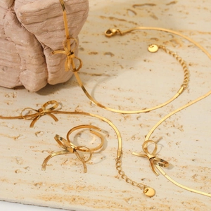 Bijoux En Acier Inoxydable Collier Boucles D'oreilles Bracelet Bague Chevillère Design Noeud Chaîne Serpent Mode Élégant