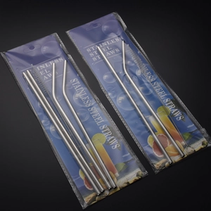 Reusable 201 stainless steel straws set with cleaning brush in multiple size options