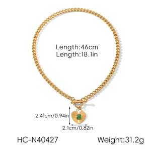 Detail view of heart pendant necklace showing dimensions and T-bar toggle clasp