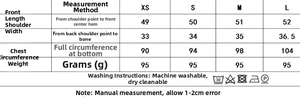 Detailed size chart for linen embroidery vest and shorts with measurements in centimeters
