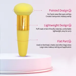 Mushroom head makeup puff with handle for dry and wet cosmetic application
