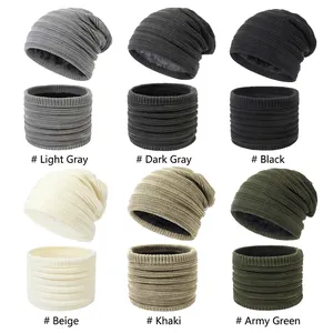 Winter knit beanie and scarf set for men and women available in six diverse colors