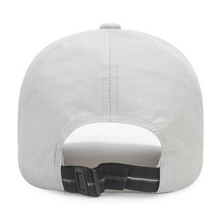 Adjustable light grey outdoor quick-dry baseball cap with buckle strap back view