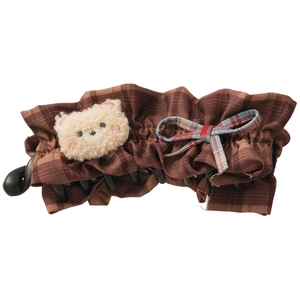 Pince à cheveux à carreaux marron avec ours en peluche et nœud pour femmes