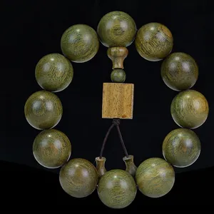 Natürliches Grünes Sandelholz Perlenarmband Holz Gebetsperlen Für Herren Damen Ethnischer Stil Buddha Meditation Handgefertigtes Poliertes Holzarmband Schmuck Geschenk