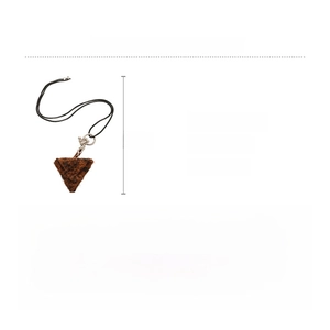 Detail showing plush triangle pendant dimensions and soft texture on alloy chain