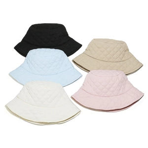 Quilted checkerboard bucket hats for women in five colors with diamond stitch patterns