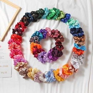 Satin Scrunchies Satin Texture Elastic Hair Bands Solid Color French Style Vintage Hair Accessories For Women