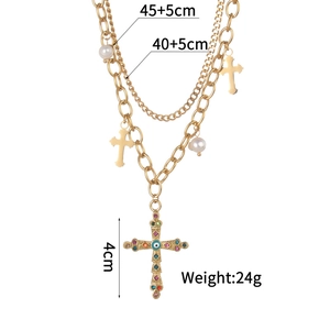 Double layer gold necklace showing sizes 45cm and 40cm with weight of 24g