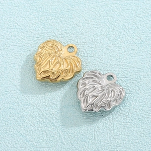 Pendentifs En Forme De Cœur En Acier Inoxydable Avec Texture De Veine De Feuille Pour Fabrication De Bijoux