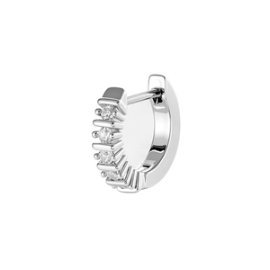 Polished silver 316L titanium steel hoop earrings with micro-inlaid zircon crystals