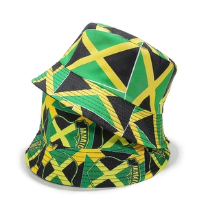 Chapeau bob drapeau Jamaïque avec rayures jaunes et couleurs emblématiques vert et noir